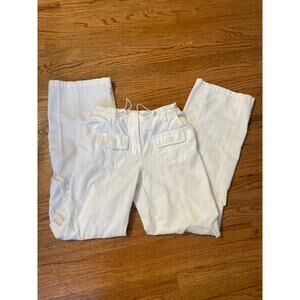 Brandy Melville white wide leg cargo pants w/adjustable waistband